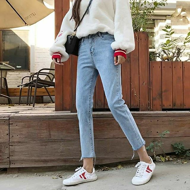 Hàng Sẵn_ Quần jeans lửng retro ulzzang