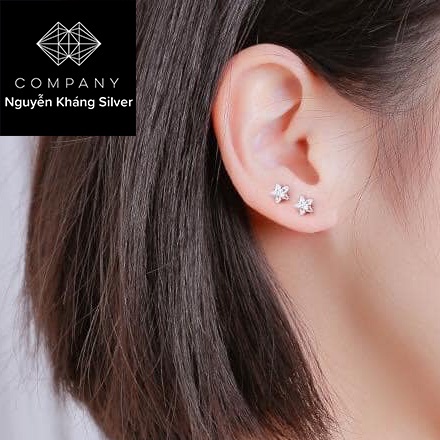 NỤ TAI BẠC HÌNH NGÔI SAO ĐÁ TRẮNG