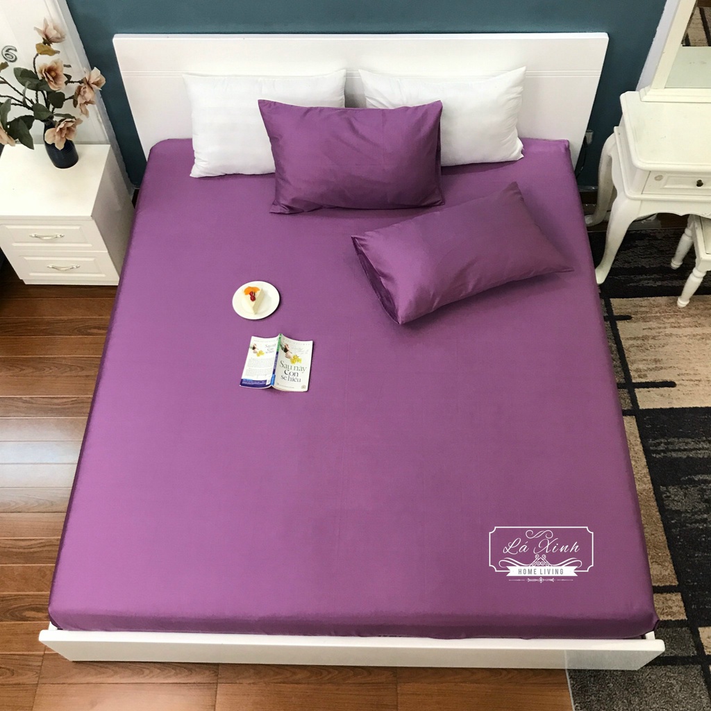 Bộ ga gối lụa tencel trơn 60s nhập khẩu cao cấp, ga giường lụa mát lạnh - nhiều màu lựa chọn đầy đủ kích thước