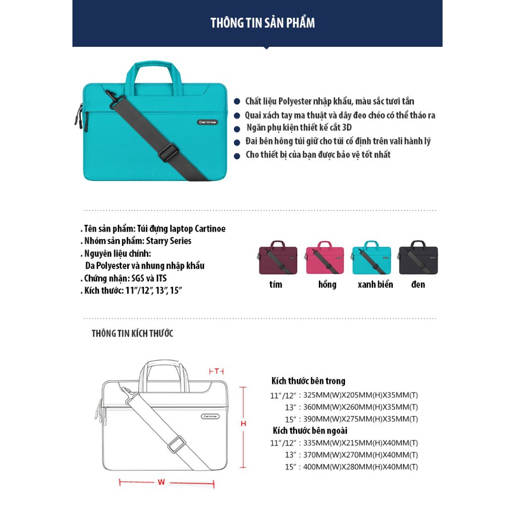 Túi xách laptop Cartinoe Starry Series Laptop Bag Black | BigBuy360 - bigbuy360.vn