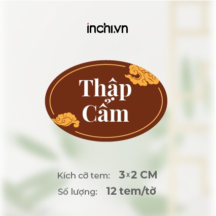 Tem Decal Bánh Trung Thu Cao Cấp Có Sẵn Hình Elip - 13 Nhân & 1 Nhân Viết Tay Size 12 Tem / Tờ Giá Rẻ