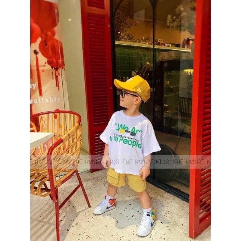 Áo Thun Bé Trai Áo Phông Trẻ Em Cotton Cao Cấp THE HOUSE KIDS Hoạ Tiết Chữ Xanh