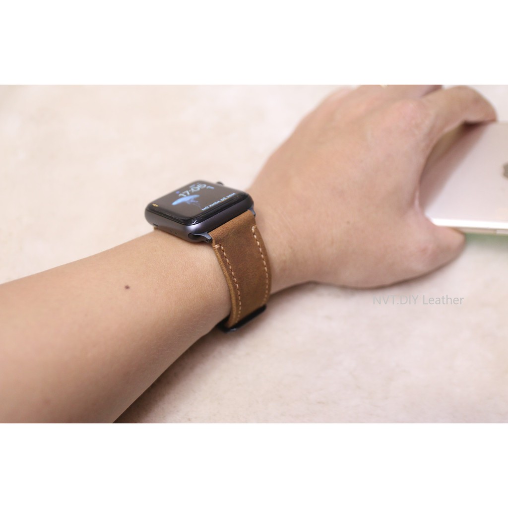 Dây đeo thay thế Apple Watch da bò sáp handmade