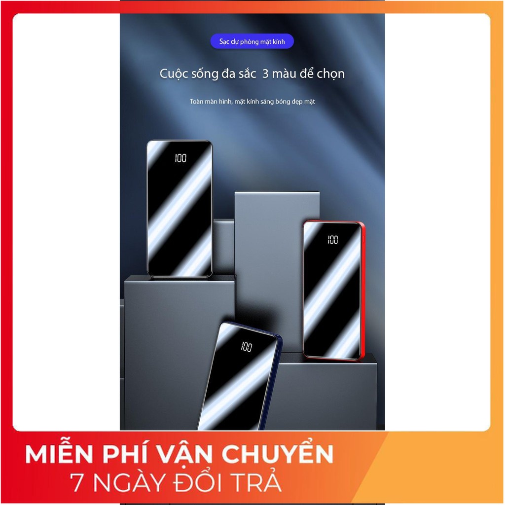 SẠC CỰC NHANH - PIN SẠC DỰ PHÒNG 30000MAH MẶT GƯƠNG ĐEN HUYỀN THOẠI