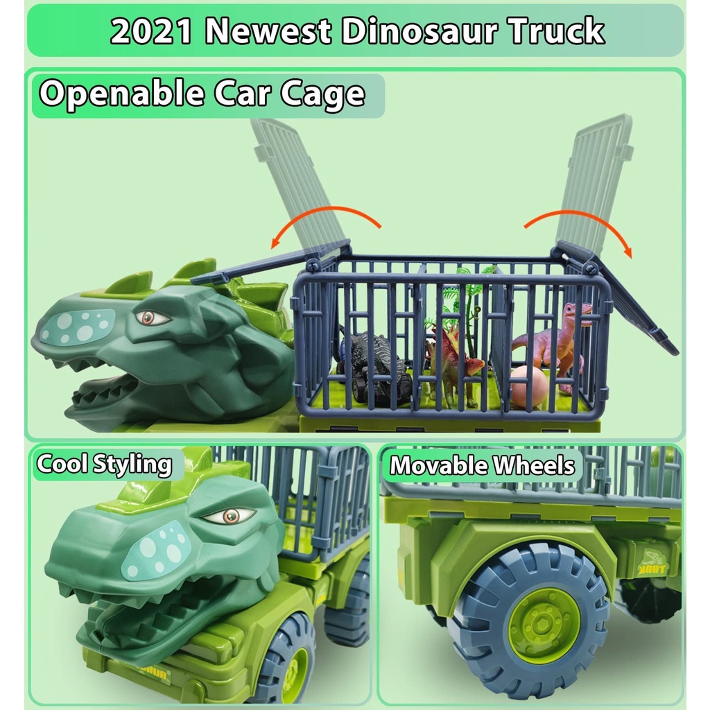 Bộ đồ chơi xe vận chuyển khủng long kèm mô hình khủng long hoạt động bằng pin sáng tạo cho bé
