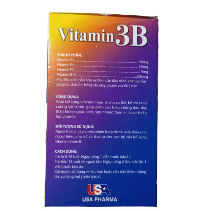 Viên uống bổ sung vitamin 3B USA Giúp bồi bổ sức khỏe, hỗ trợ bổ thần kinh, giảm đau xương khớp hộp 100v | BigBuy360 - bigbuy360.vn