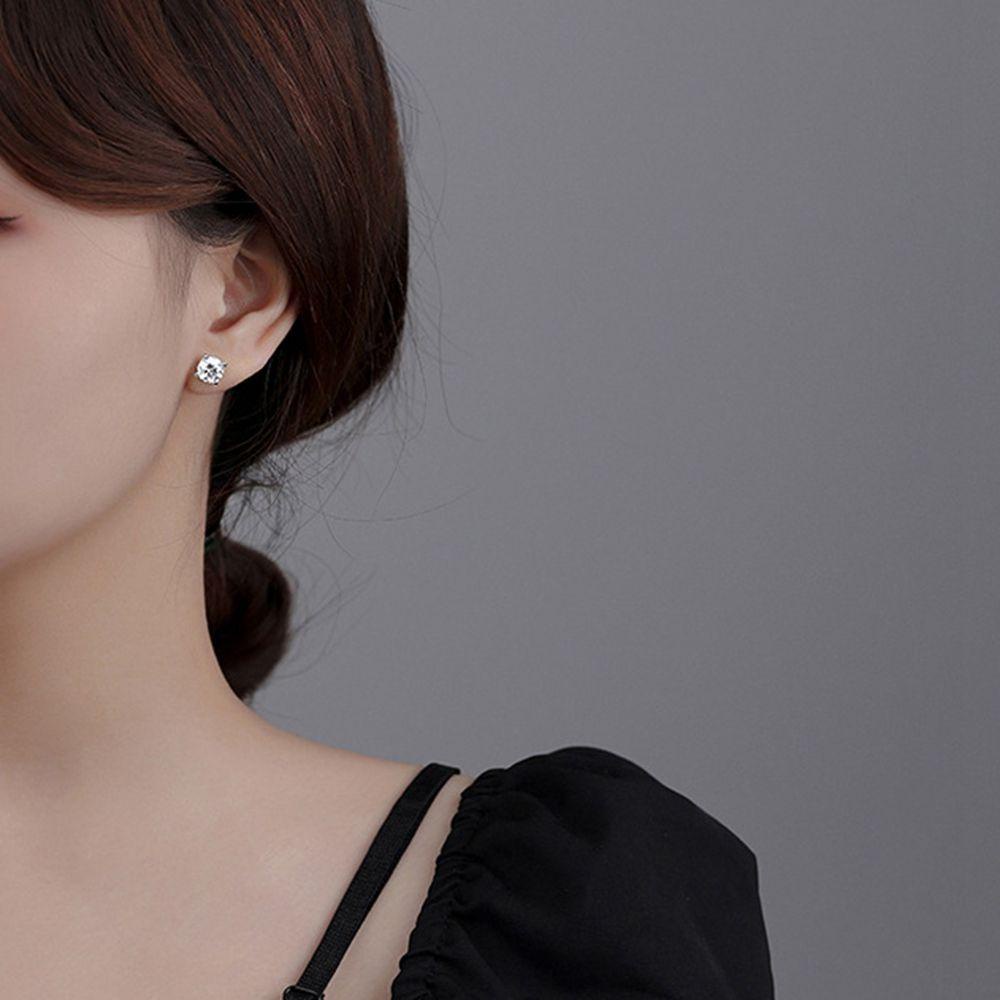 MOCHO Bông Tai Mạ Bạc 925 Đính Đá Zircon Chống Dị Ứng Dễ Phối Đồ