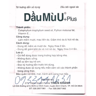 Dầu Mù u-chai 12ml