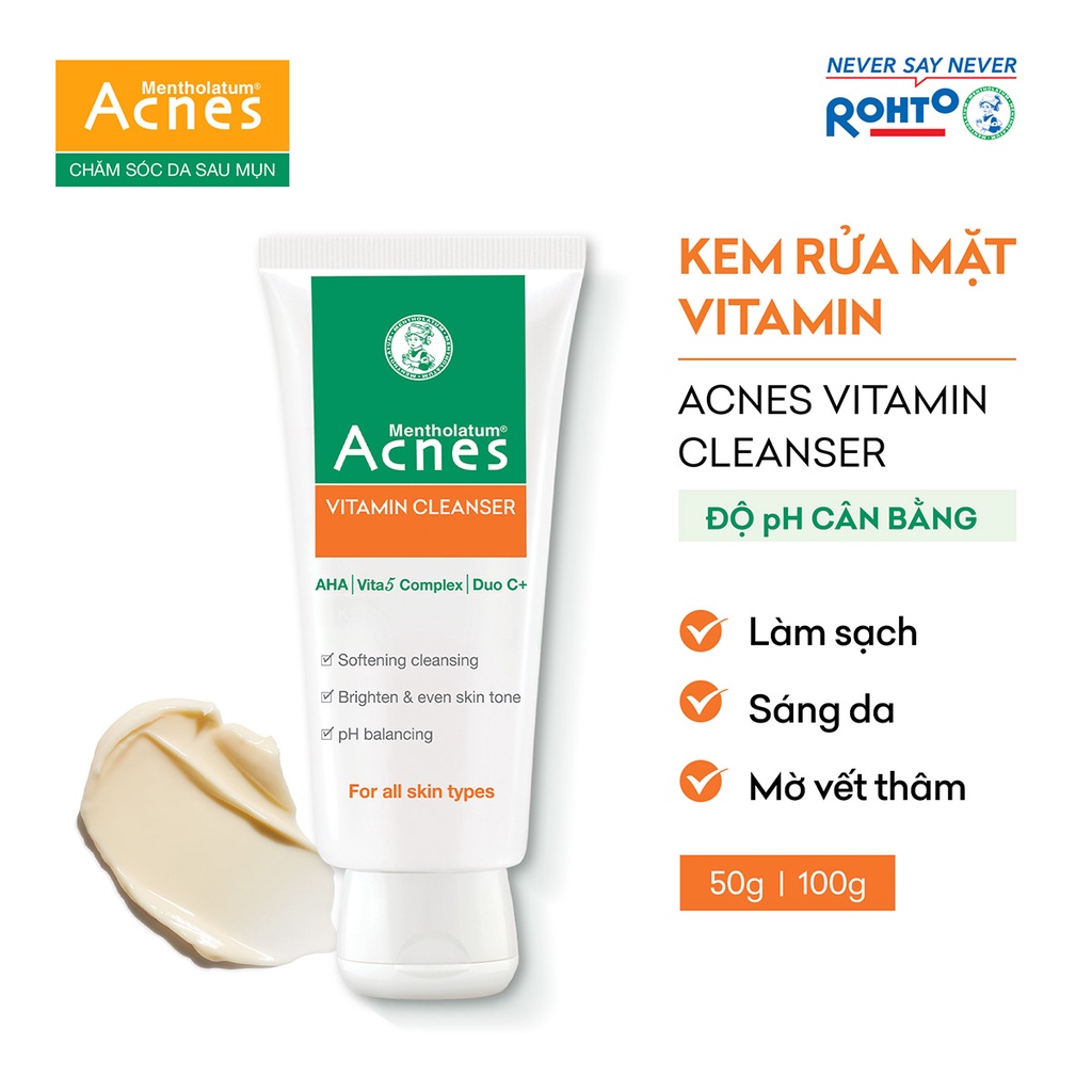 Kem rửa mặt vitamin Acnes Cleanser 100g