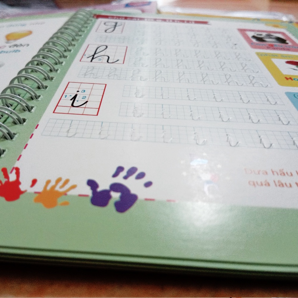 Bộ 3 Vở tập viết nét Lõm TỰ XÓA kèm bút tự bay màu cho bé luyện