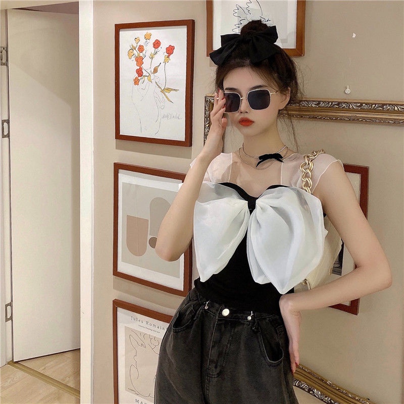 COZOK Áo Tank Top Không Tay Đính Nơ Lớn