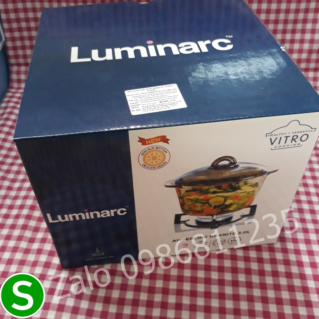 Nồi thủy tinh Luminarc 3L Mẫu mới đáy nhám chống trượt - PHÁP