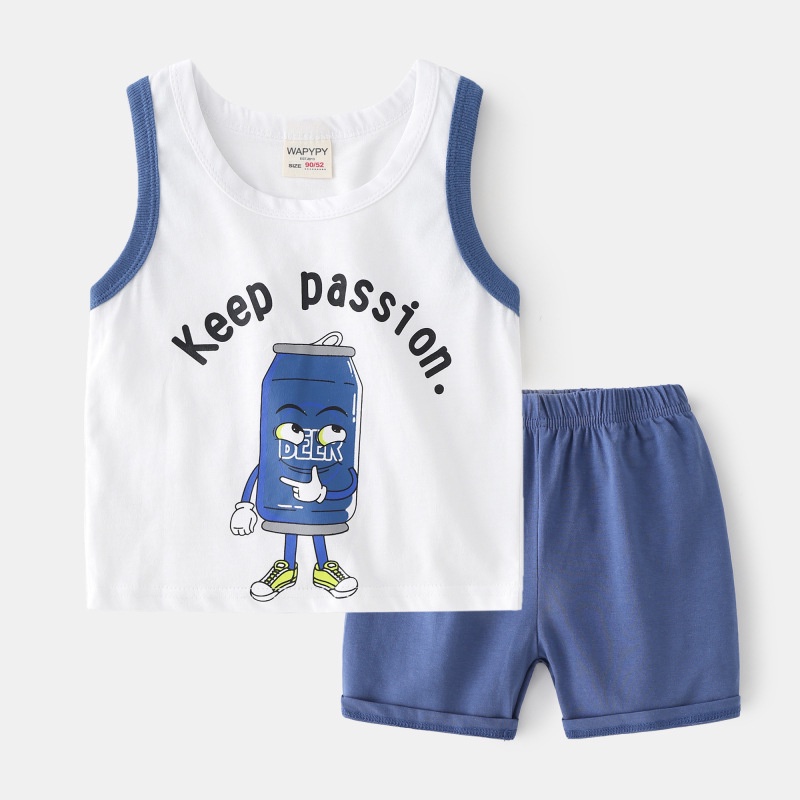 Bộ ba lỗ cho bé trai WAPYPY bộ quần áo sát nách trẻ em Kunkids