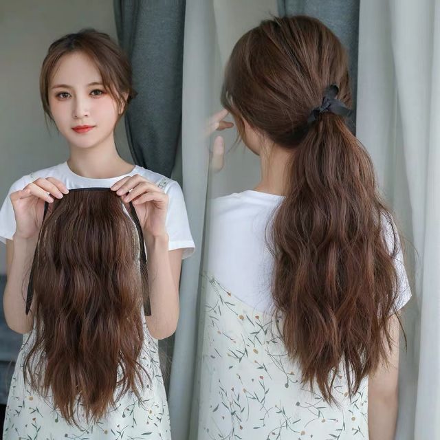 Tóc giả buộc xù sóng lửng b43 lửng