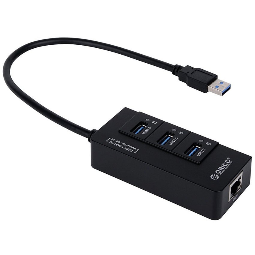 Hub Usb Chia 3 Cổng USB 3.0 Và 1 Cổng Lan 1000Mbps Orico HR01-U3