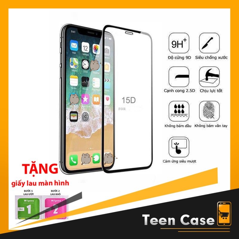 Cường lực iphone 6 Plus 7 Plus 8 Plus X Xr Xs Max 11 pro max Full màn Chống vân 15D