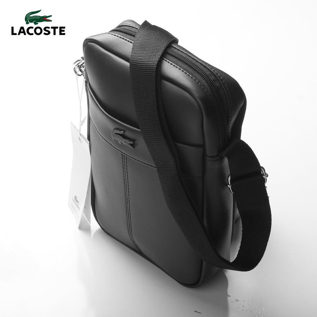 Túi đeo chéo unisex IPAD LACOSTE cao cấp chất da xịn chống nước đầy đủ tem tag, logo kim loại B04