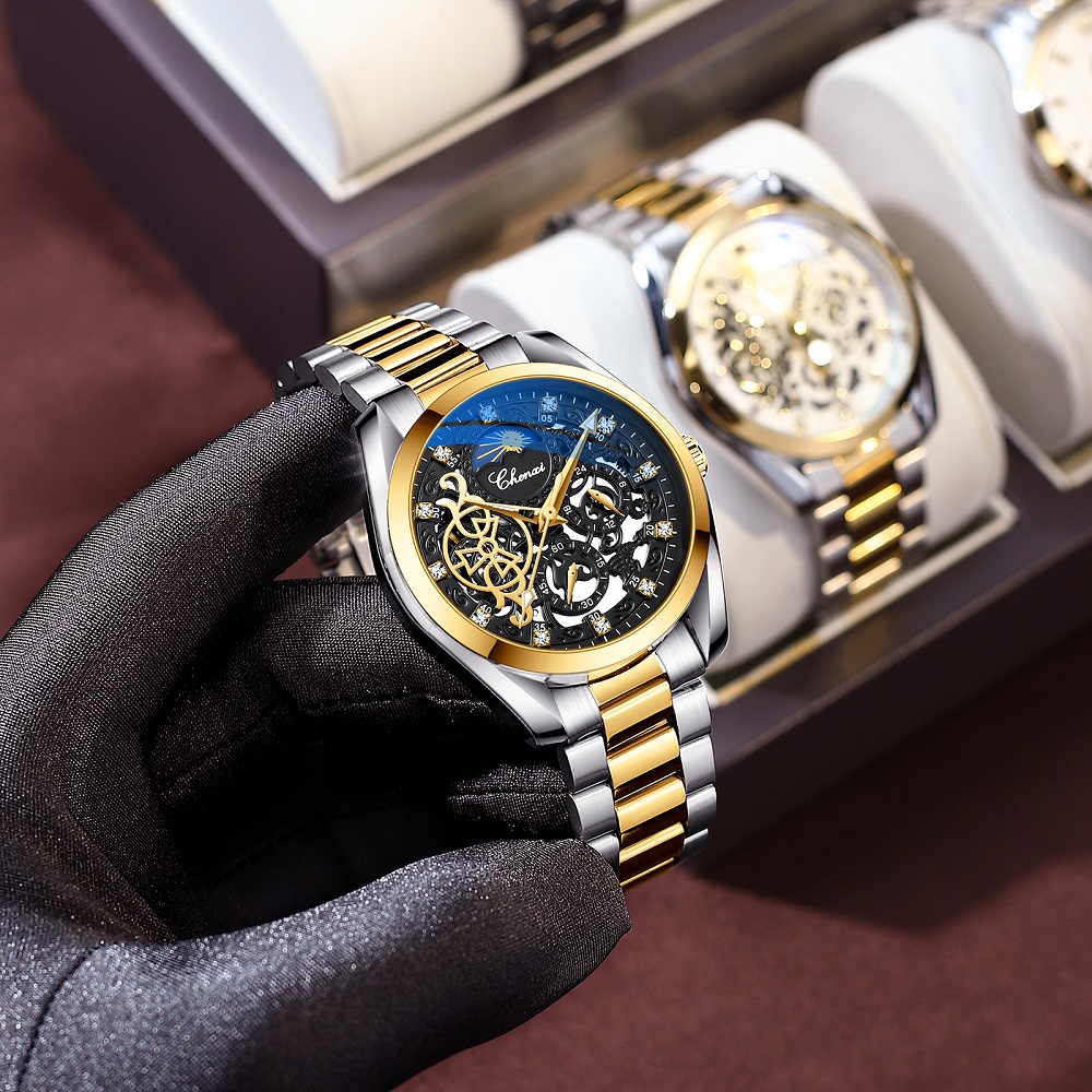 Đồng Hồ Cơ Tự Động CHENXI Chất Liệu Thép Không Gỉ Phát Quang