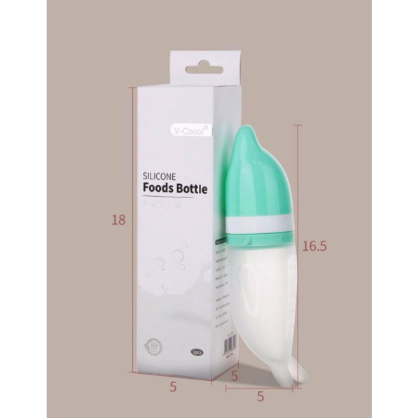 Bình ăn dặm cao cấp Vclooll bằng silicon đa năng cho bé. Thìa ăn dặm cho con đa năng. Bình thìa ăn dặm cho bé