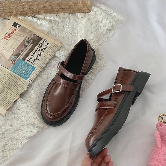 Giày Búp Bê Nữ Ulzzang Vintagae, Giày Lolita Mary Jane Có Quai Đế Cao Su 3cm Phong Cách Retro, Hàn Quốc - Iclassy_shoes