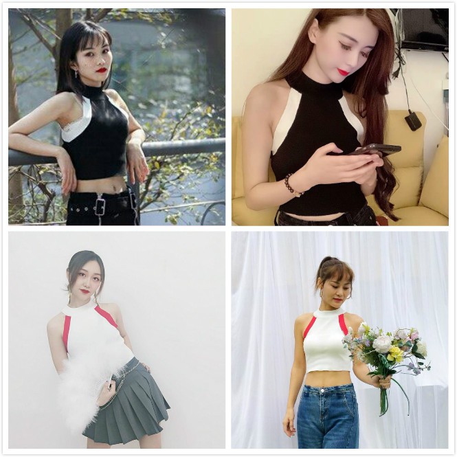 Áo Dây Đeo Cổ Cộc Tay Hở Eo Quyến Rũ Thời Trang Cho Nữ