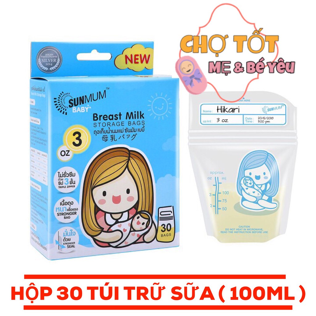 Túi Trữ Sữa SUNMUM Thái Lan 100ml - Hộp 30 Túi