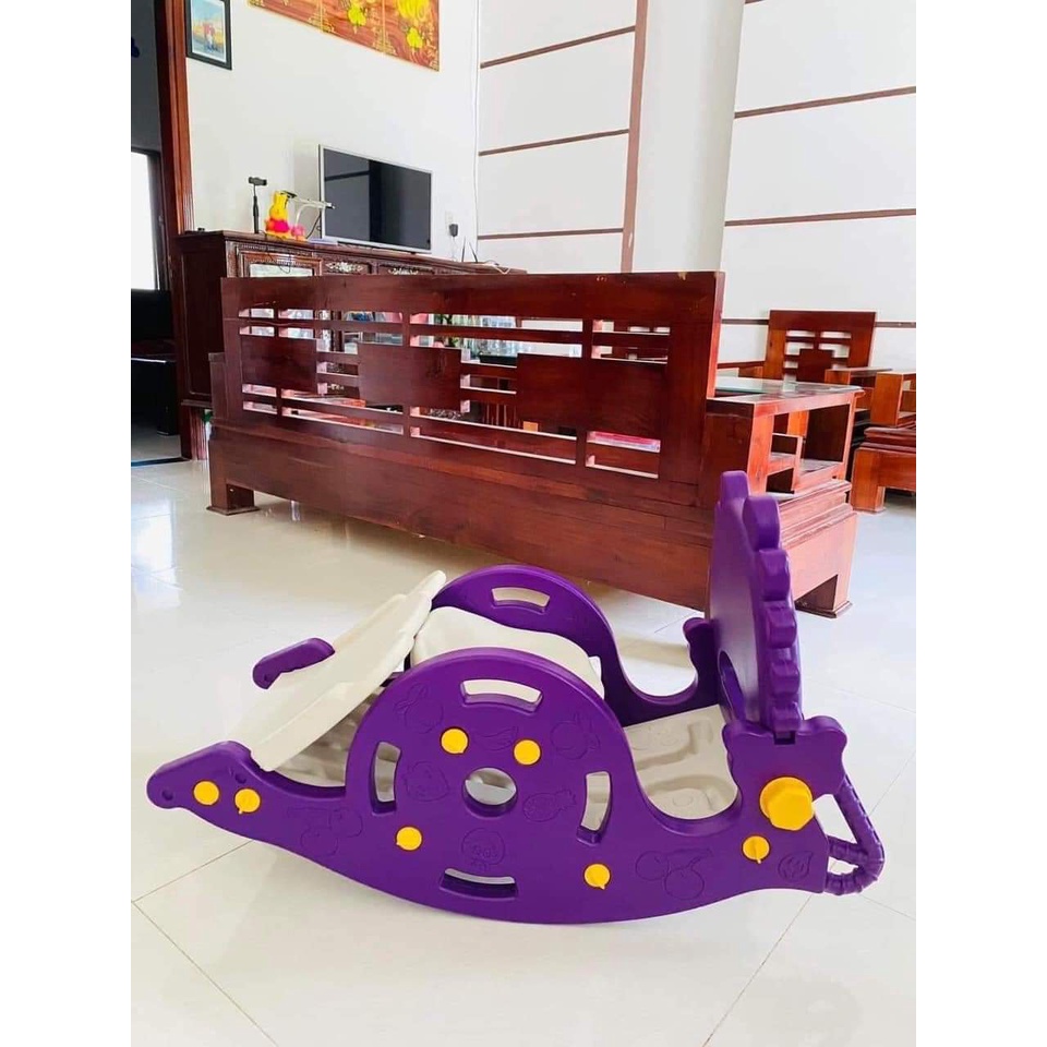 Bập bênh 3in1 cầu trượt, bập bênh, chơi bóng rổ bé từ 1-3 tuổi