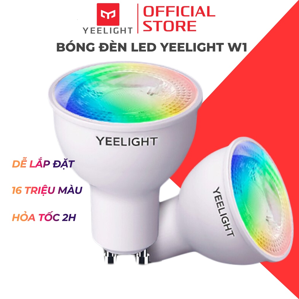 Bóng đèn thông minh Yeelight đuôi cài Gu10, led RGB 16 triệu màu dễ dàng cài đặt và sử dụng, bào hành 12 tháng