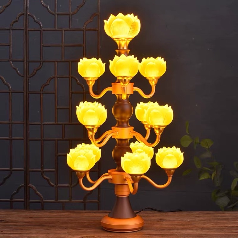 CÂY ĐÈN LED HOA SEN LƯU LY THỜ CÚNG TRANG TRÍ