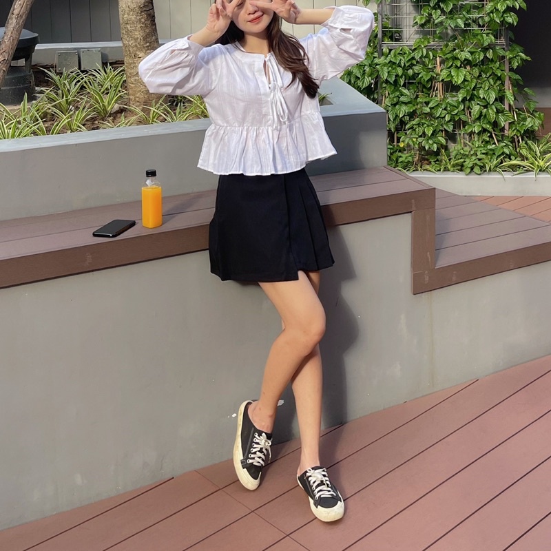 Set chân váy + áo babydoll buộc dây nơ 1005