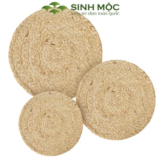 Tấm lót bèo lục bình tự nhiên, lót lục bình trang trí bàn ăn, lót cốc, lót ly lục bình Sinh Mộc - M2014