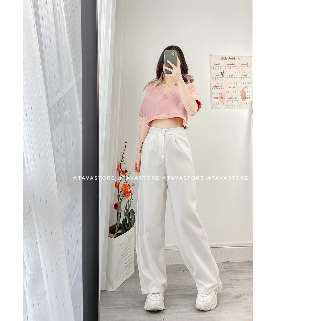 Quần culottes nút màu