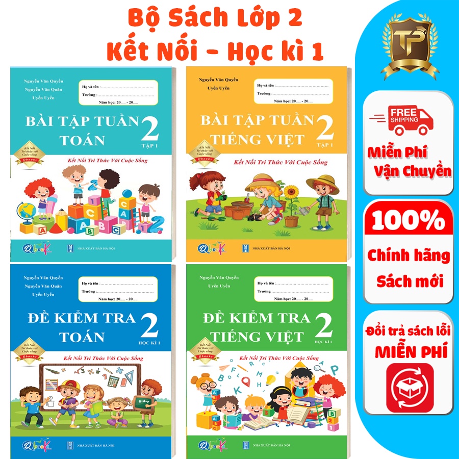 Sách - Combo Bài Tập Tuần và Đề Kiểm Tra lớp 2 - Kết Nối Toán và Tiếng Việt Học kì 1 (4 cuốn)