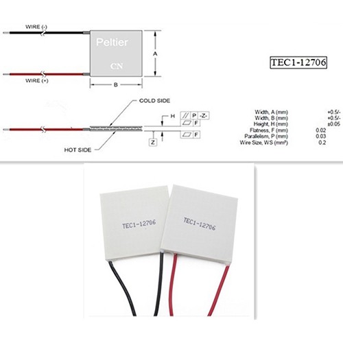Mô Đun Tản Nhiệt 12V 60W TEC1-12706 D46 Chất Lượng Cao