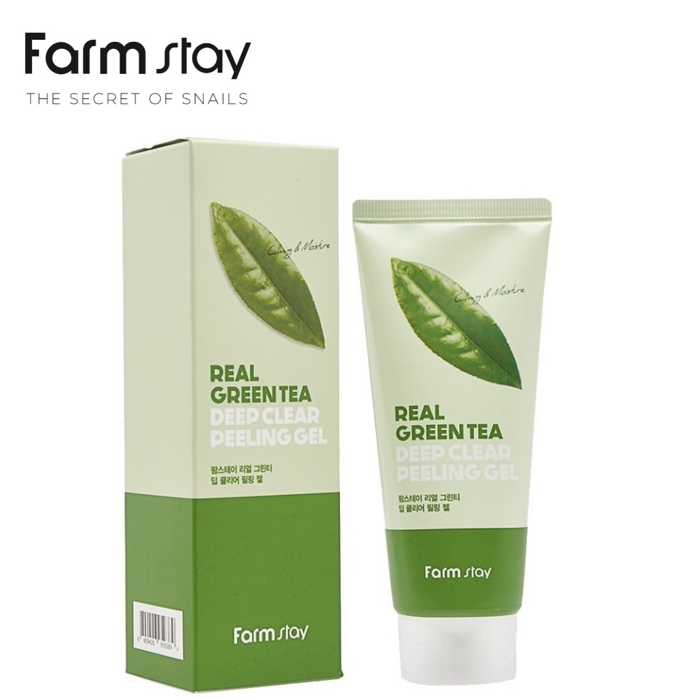 Tẩy Tế Bào Chết Trà Xanh Farmstay Real Green Tea Clear Peeling Gel Tuýp 100ml