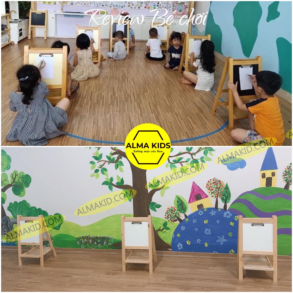 Bảng Vẽ Thông Minh Giá Vẽ Mini Cho Bé Giá Vẽ Đa Năng 2 Mặt Alma Kids AMK2102.