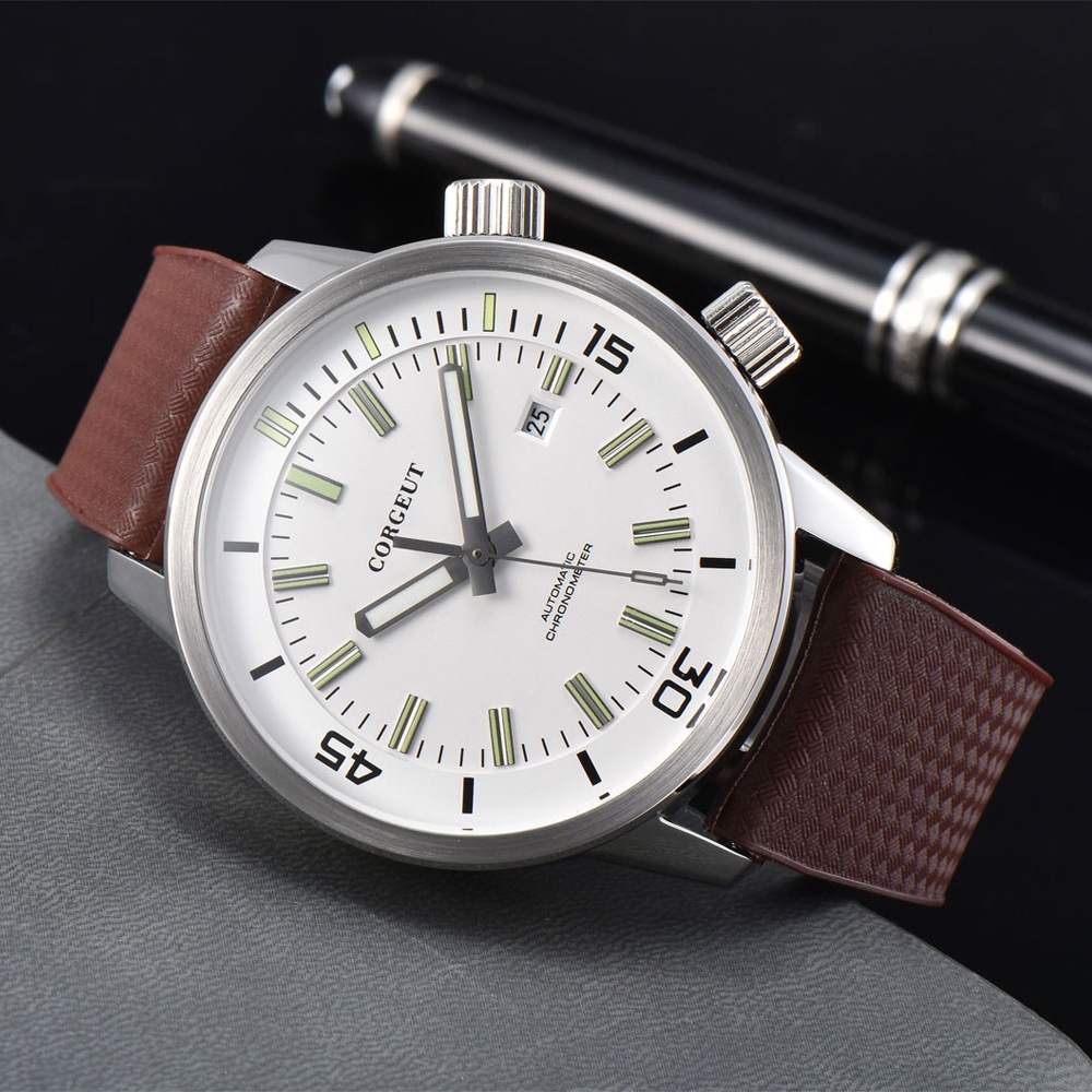 BẢO HÀNH 12 THÁNG Đồng hồ nam Automatic Nhật dây da,pin trôi,chống nước chống xước- Đông hồ Corgeut  có lịch ngày tháng