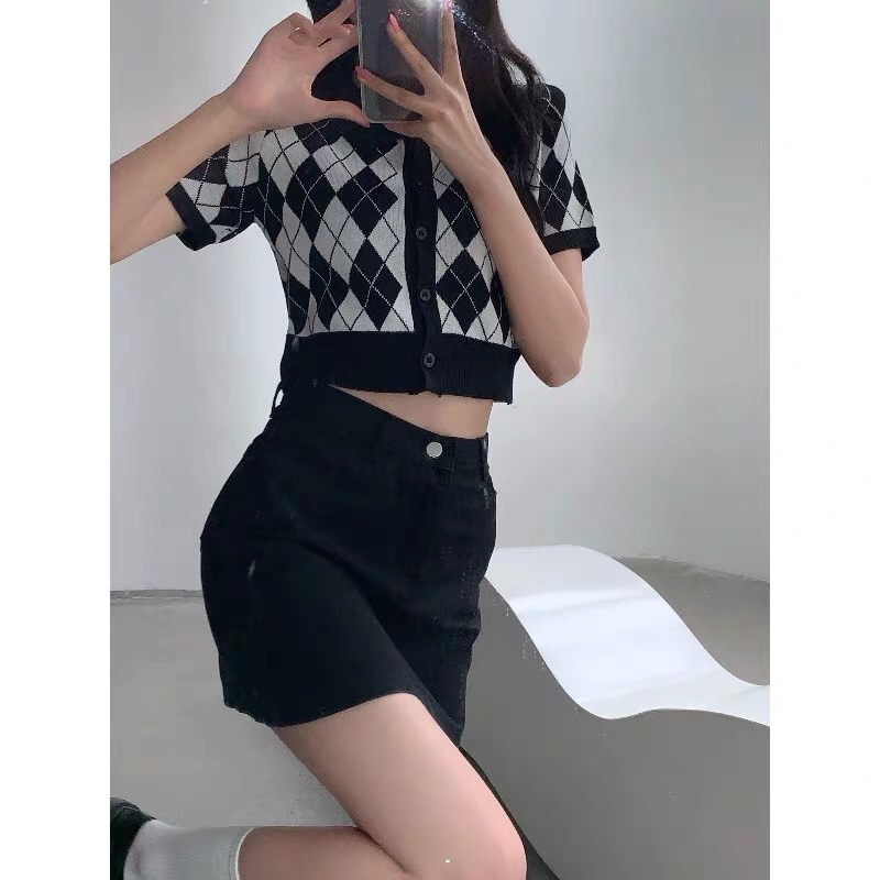 Áo len dệt kim, áo crotop hoạ tiết | BigBuy360 - bigbuy360.vn