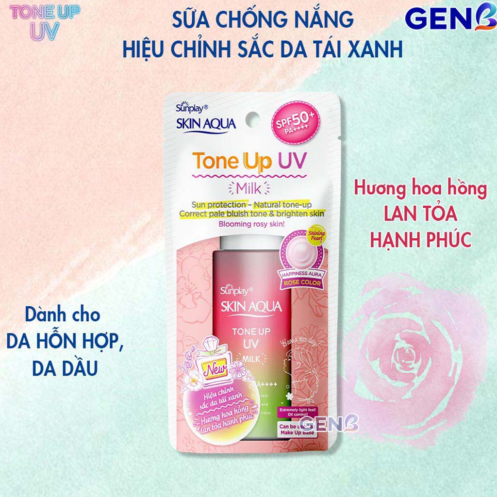 Kem Chống Nắng Skin Aqua Tone Up UV Milk Essence Kcn Sunplay Sữa/ Xịt Da Mặt &amp; Body Toàn Thân Chính Hãng Rohto GENB