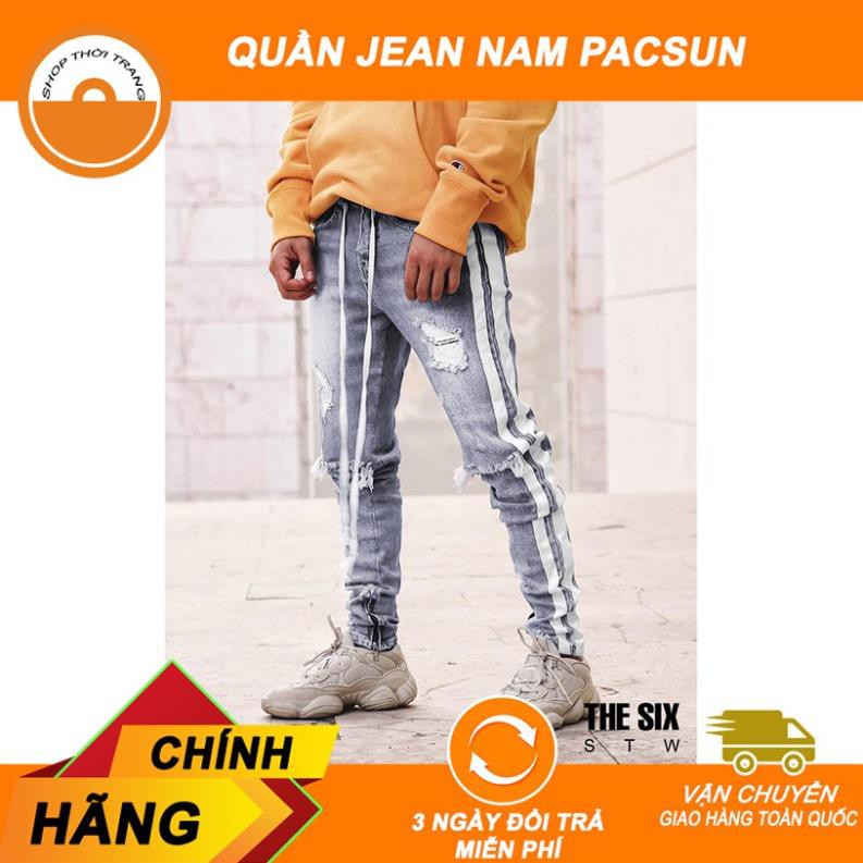 Sale Tết- BIG SIZE (65-100kg) QUẦN JEAN/ QUẦN BÒ NAM PACSUN XANH 2 LINE RÁCH GỐI az1 *