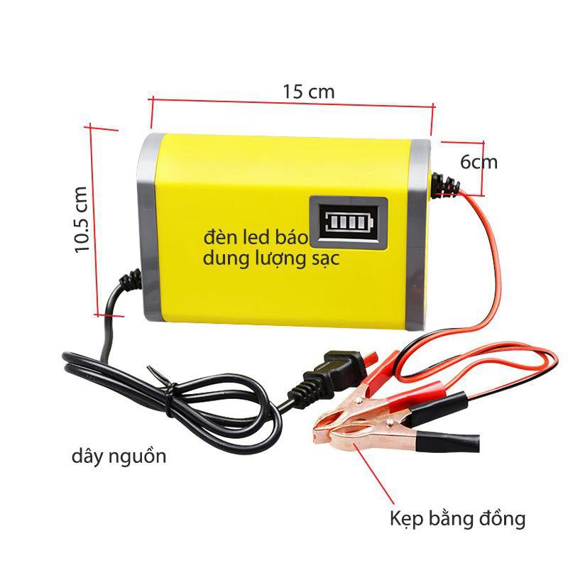 Bộ Adapter Sạc Bình Ắc Quy Tự Động Cho Xe Hơi 12V 6A