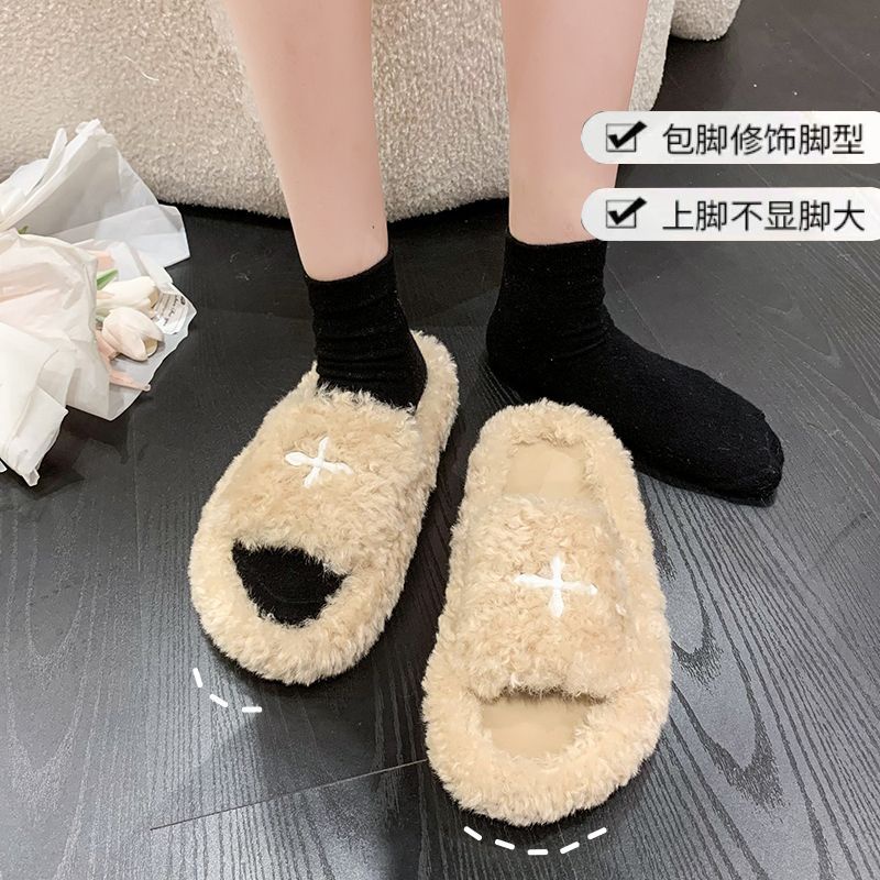 Dép Bông Đi Trong Nhà Đế Dày Chống Trượt Phong Cách Thu Đông Dễ Thương Cho Nữ