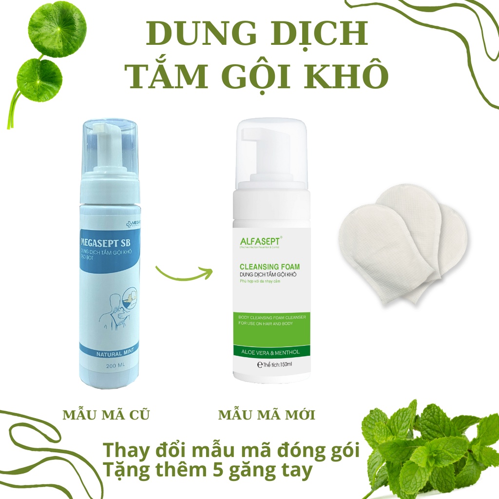 Dung dịch tắm gội khô megasept Cleansing Foam 200ml