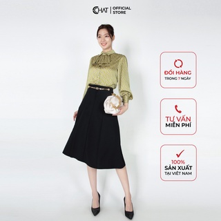 Chân váy midi xòe bổ mảnh CCHAT