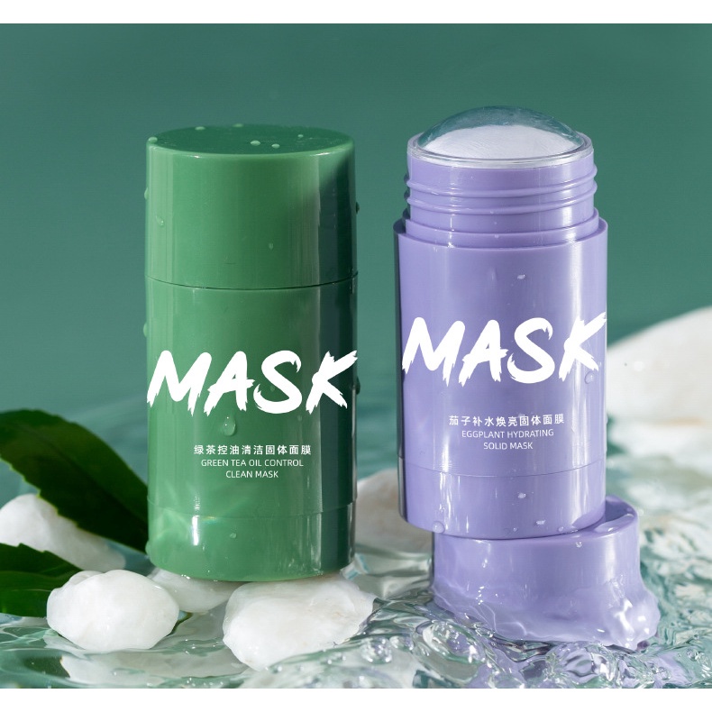 Mặt nạ bùn CYCY Solid Mask chiết xuất trà xanh & cà tím dạng lăn giảm mụn đầu đen làm sáng da 40g - Hàng nội địa Trung