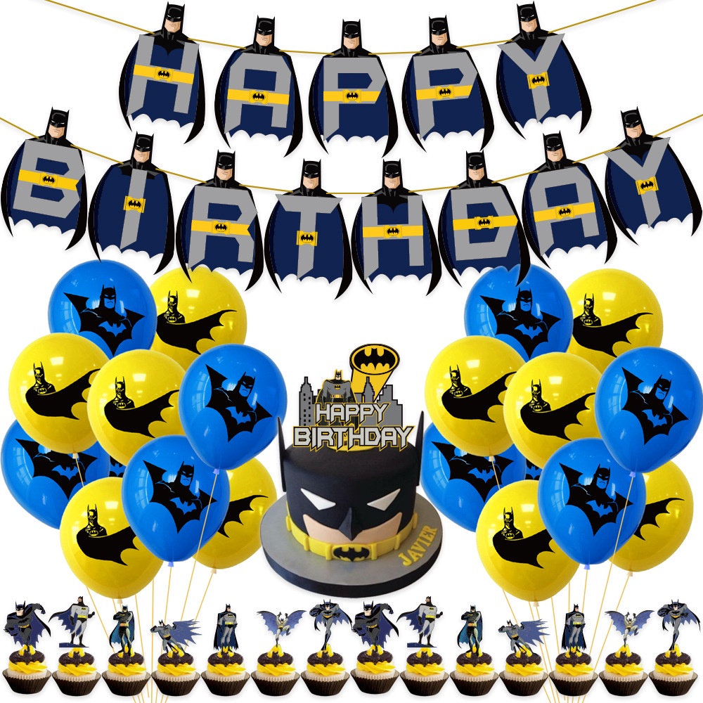 Set 48 Phụ Kiện Trang Trí Bánh Kem Hình Batman/Siêu Nhân/Siêu Anh Hùng/Thời Trang