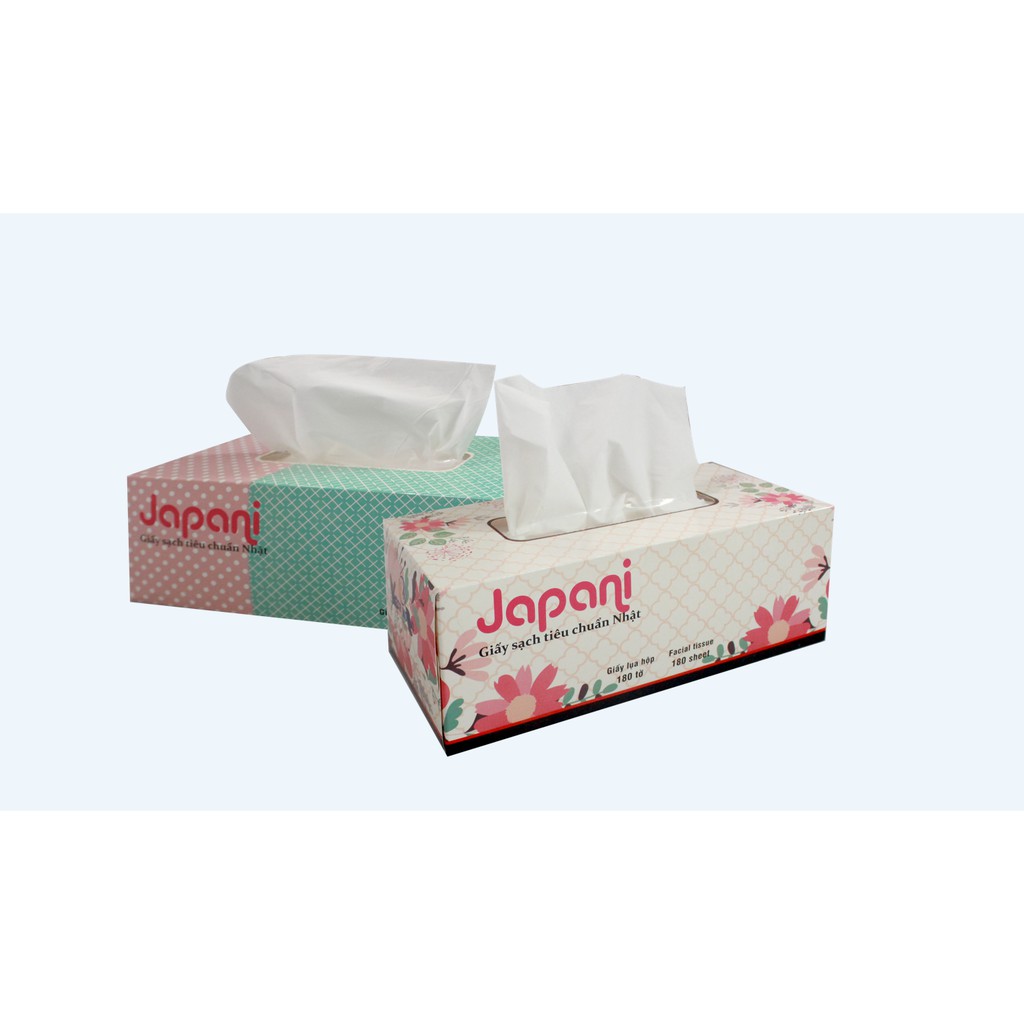 Hộp khăn giấy rút Japani JPS180 giấy lụa hai lớp - 180 tờ/ hộp