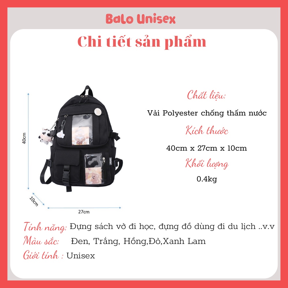 Balo Ulzzang Hàn Quốc nam nữ chống nước, balo đi học Ulzzang 604ULZ