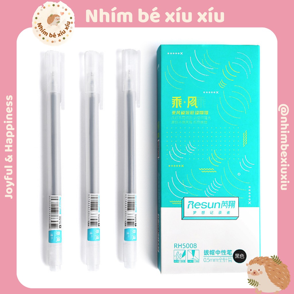 Bút gel Resun 0.5mm chuyên dùng viết take notes cực đẹp êm trơn không tắc mực (Xanh/Đỏ/Đen)