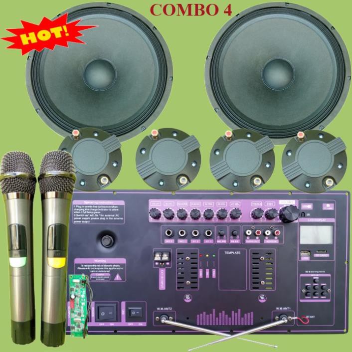 Bộ mạch loa kéo Reverb chống hú 4 tấc đôi công suất lớn